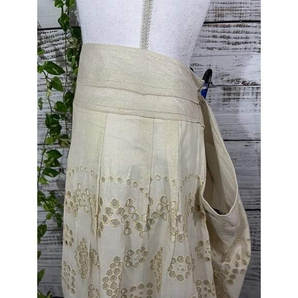 Nygard Skirt Plus 24 Ivory Gold Eyelet Knee Wedding Cocktail Church Modest Slim - Picture 10 of 14